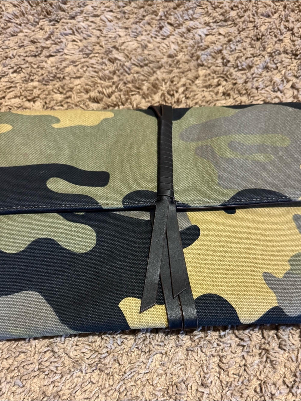 Stella & Dot Green Black Camo Fold-Over Clutch